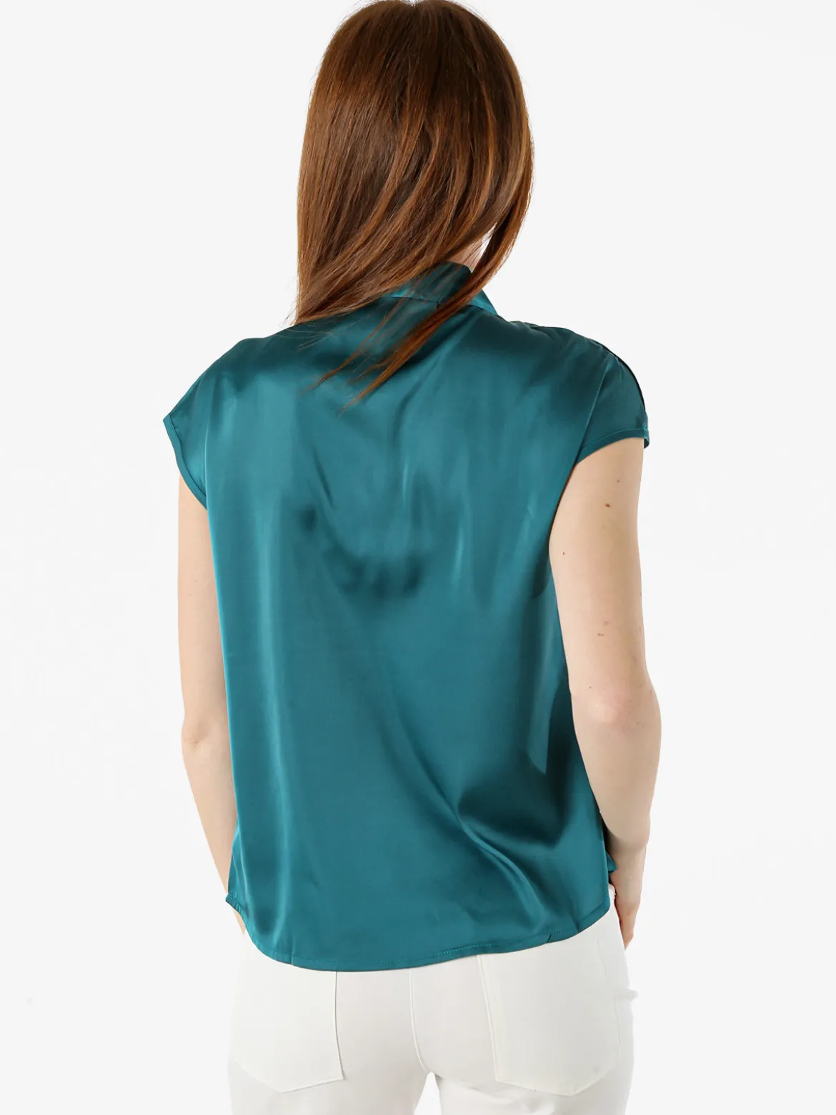 Solada Blusa donna senza maniche con scollo a V profondo - ottanio