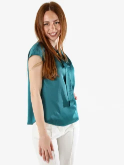 Solada Blusa donna senza maniche con scollo a V profondo - ottanio