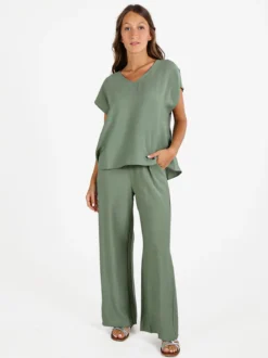 Solada Blusa donna senza maniche con scollo a V - verde