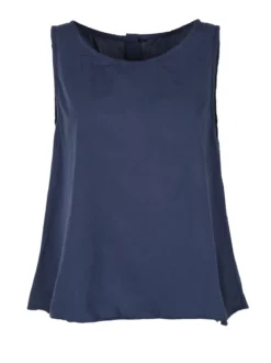 Solada Blusa donna smanicata in cotone con bottoni sulla schiena
