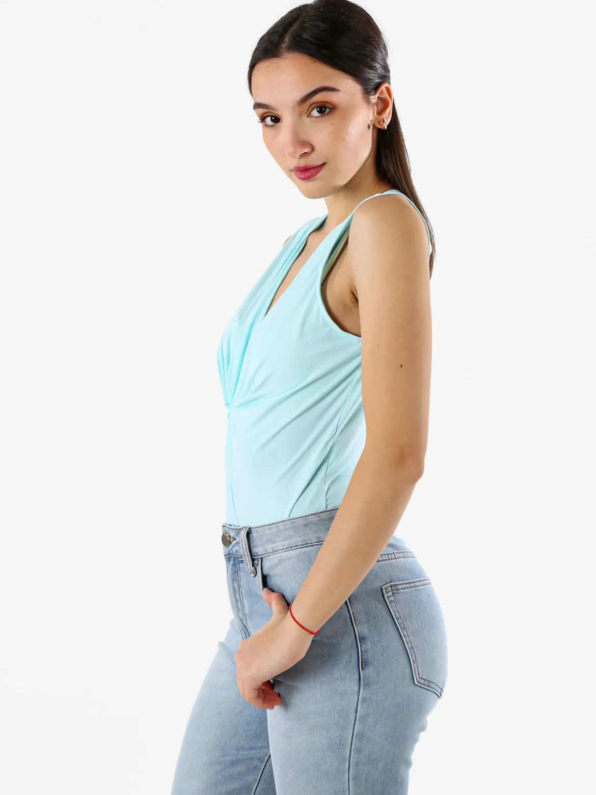Solada Body donna smanicato con scollo a V - acqua marina