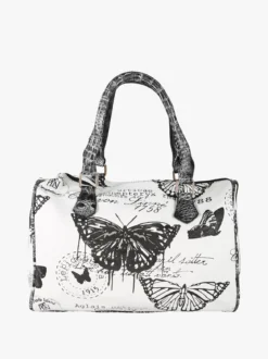 Solada Borsa bauletto da donna con stampa farfalle - nero