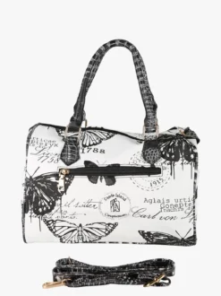 Solada Borsa bauletto da donna con stampa farfalle - nero