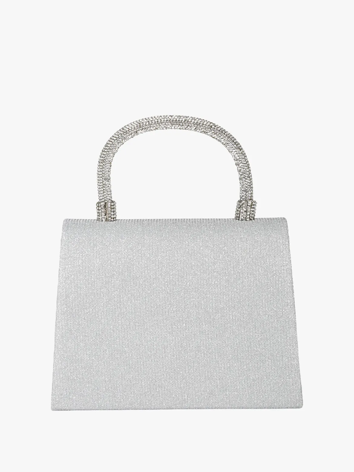 Solada Borsa donna elegante con lurex brillanti e manico con strass - argento