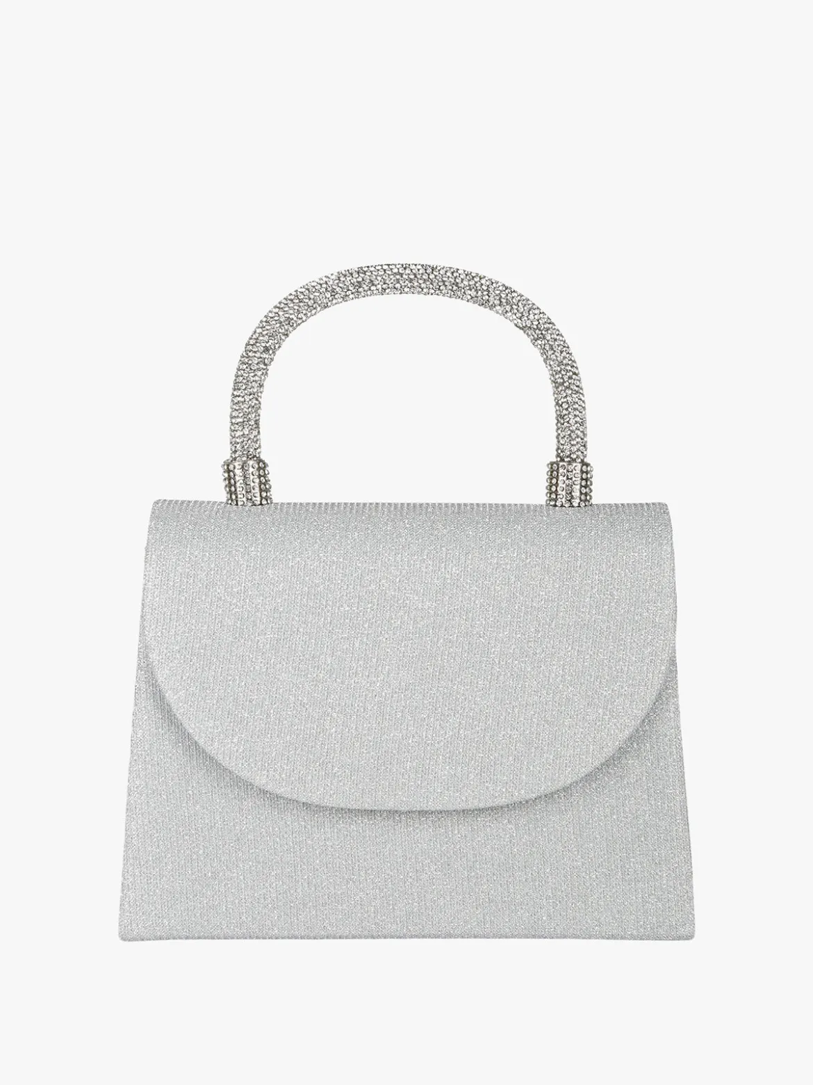 Solada Borsa donna elegante con lurex brillanti e manico con strass - argento
