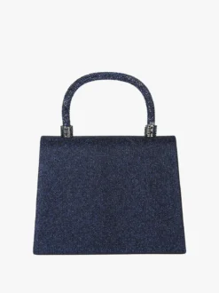 Solada Borsa donna elegante con lurex brillanti e manico con strass - blu scuro