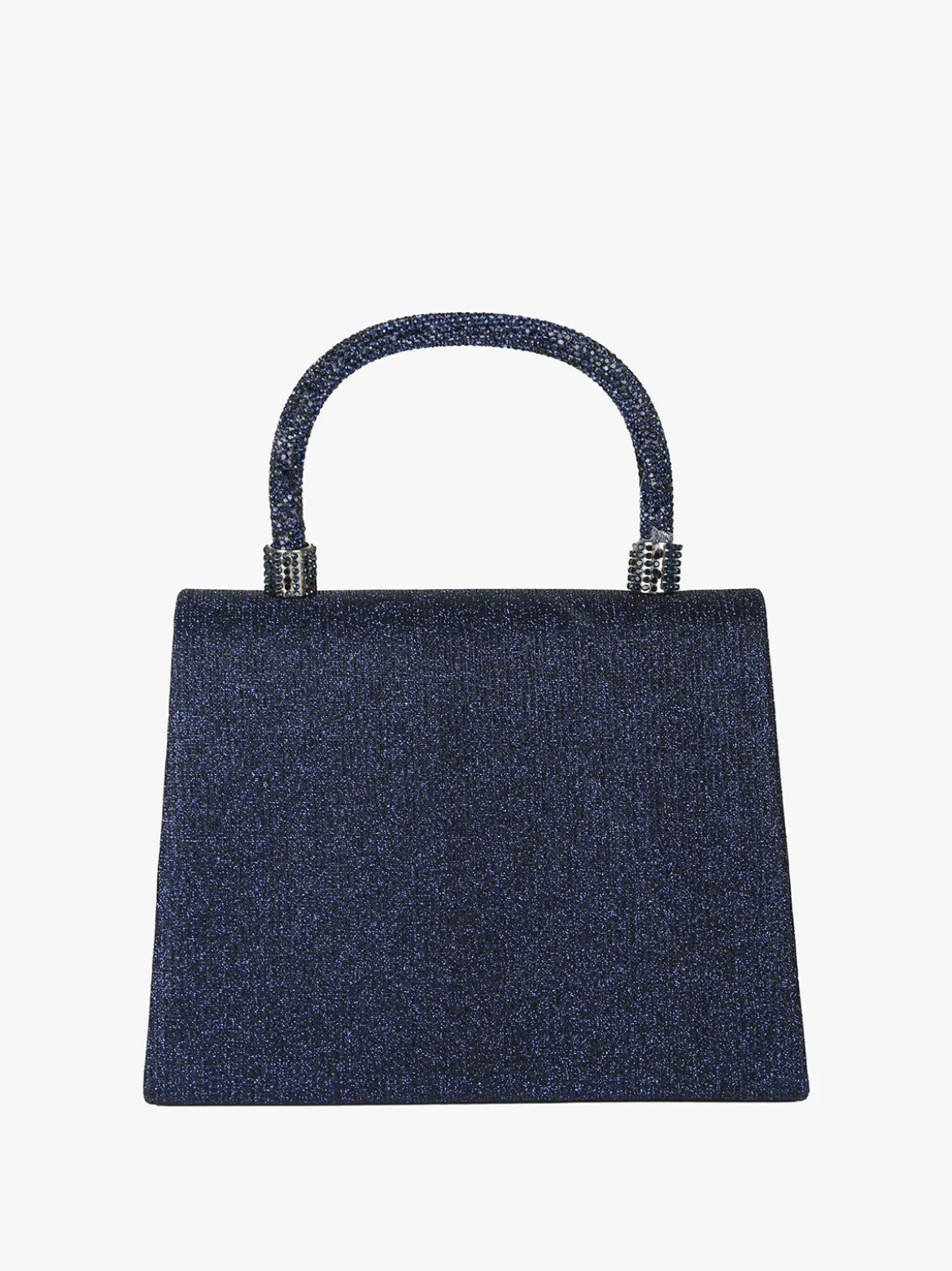 Solada Borsa donna elegante con lurex brillanti e manico con strass - blu scuro