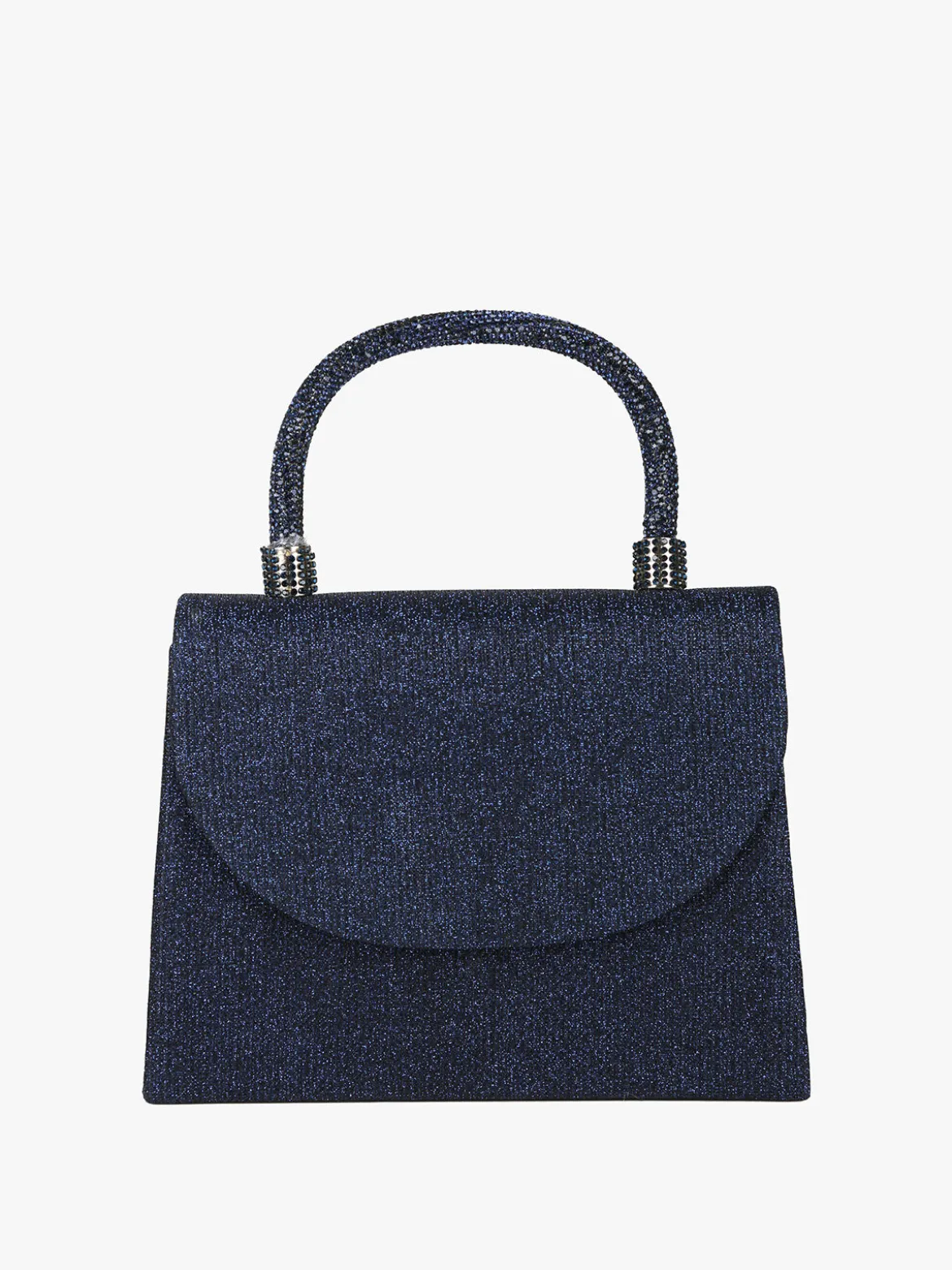Solada Borsa donna elegante con lurex brillanti e manico con strass - blu scuro