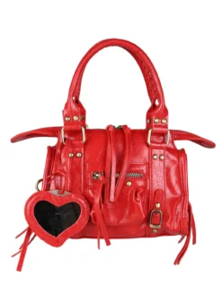 Solada Borsa mini da donna in ecopelle con doppi manici e specchietto - rosso