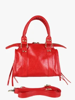 Solada Borsa mini da donna in ecopelle con doppi manici e specchietto - rosso