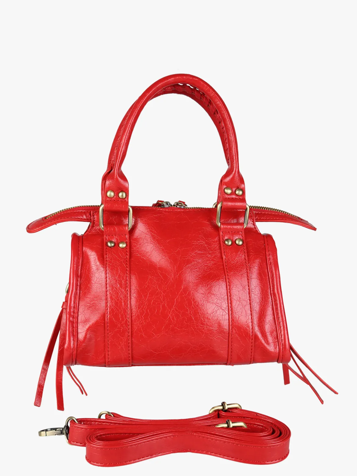 Solada Borsa mini da donna in ecopelle con doppi manici e specchietto - rosso