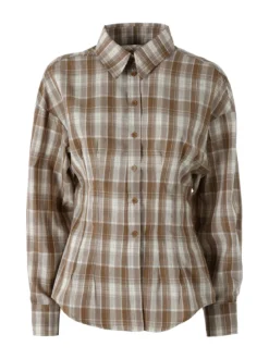 Solada Camicia a quadri da donna a maniche lunghe - khaki