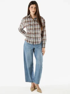 Solada Camicia a quadri da donna a maniche lunghe - marrone