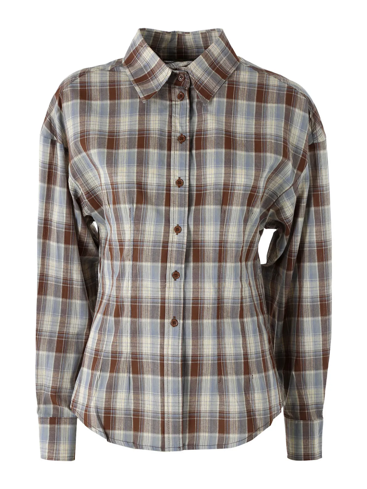 Solada Camicia a quadri da donna a maniche lunghe - marrone