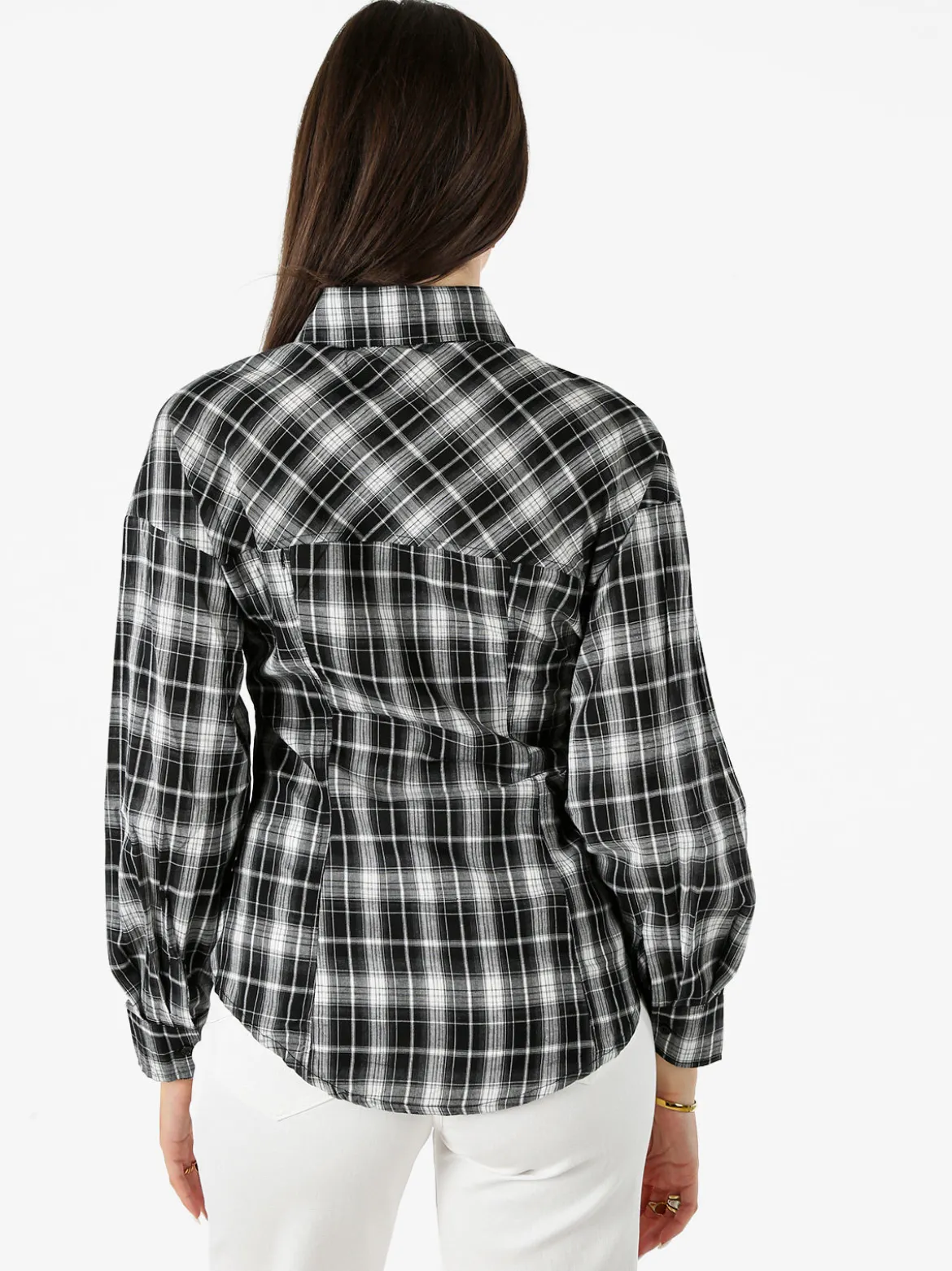 Solada Camicia a quadri da donna a maniche lunghe - nero
