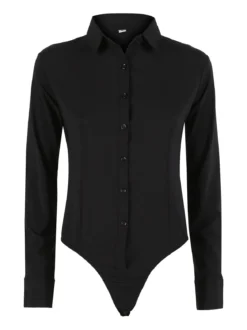 Solada Camicia body donna a maniche lunghe - nero