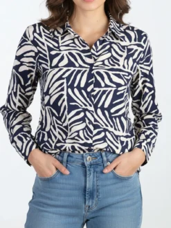 Solada Camicia donna a fantasia in misto cotone - blu scuro