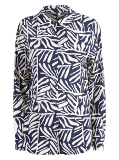 Solada Camicia donna a fantasia in misto cotone - blu scuro