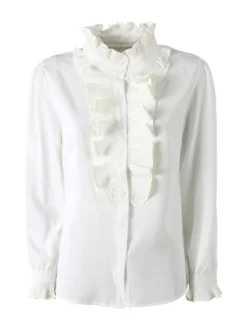 Solada Camicia donna a maniche lunghe con rouches - bianco