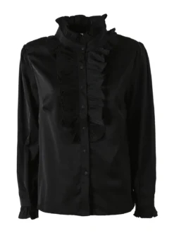 Solada Camicia donna a maniche lunghe con rouches - nero