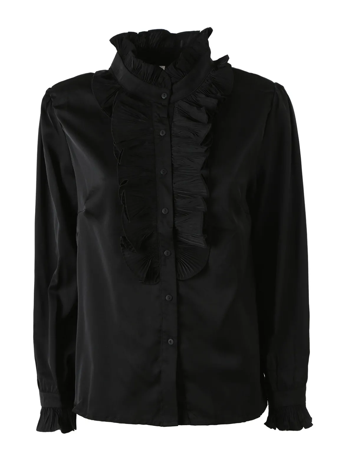 Solada Camicia donna a maniche lunghe con rouches - nero