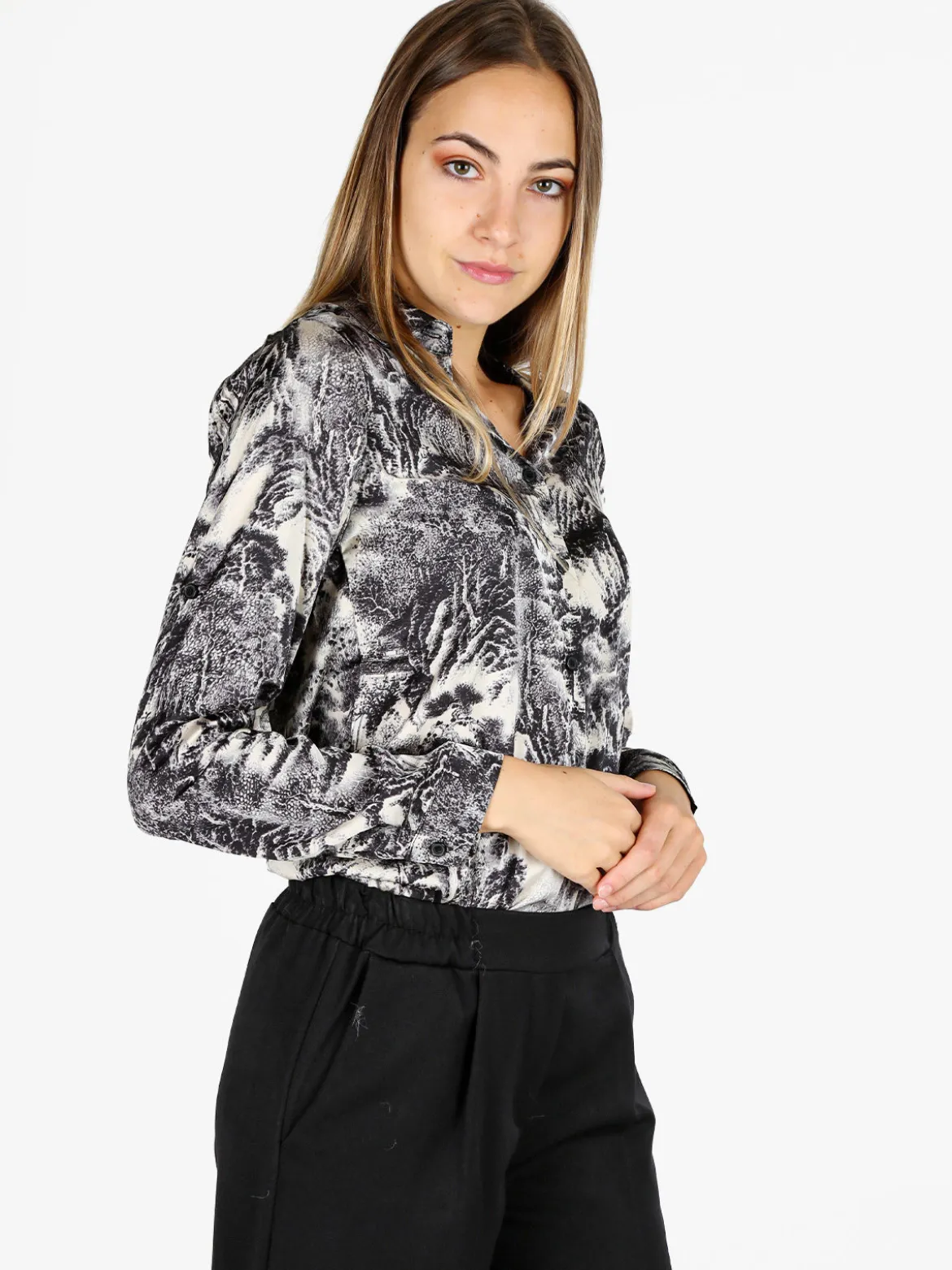Solada Camicia donna a maniche lunghe con stampe - nero