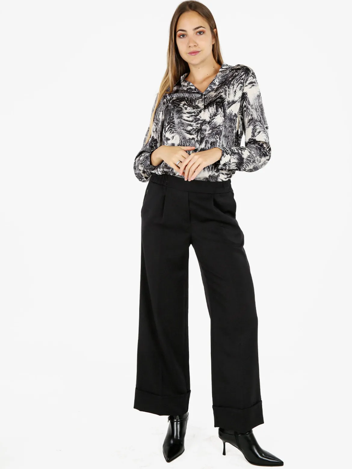 Solada Camicia donna a maniche lunghe con stampe - nero