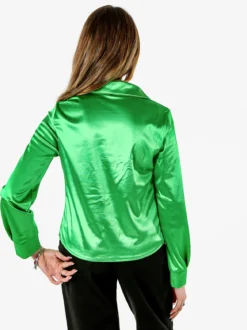 Solada Camicia donna a maniche lunghe effetto raso - verde