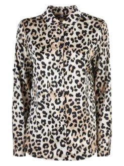 Solada Camicia donna animalier a maniche lunghe - beige