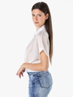 Solada Camicia donna annodata a maniche corte - bianco
