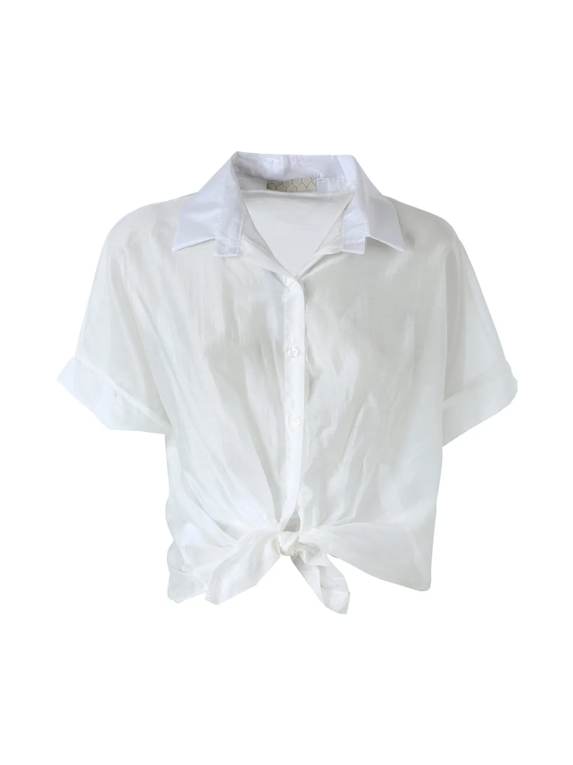 Solada Camicia donna annodata a maniche corte - bianco