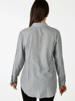 Solada Camicia donna a pois con taschino - grigio