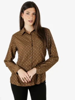 Solada Camicia donna a pois con taschino - marrone