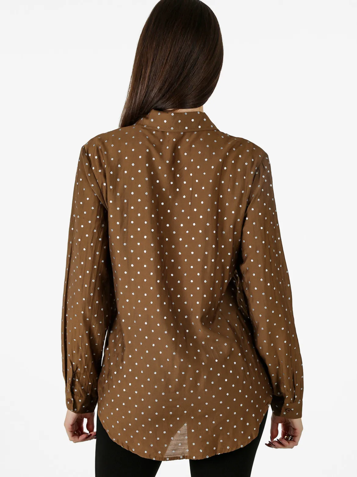 Solada Camicia donna a pois con taschino - marrone