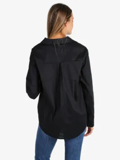 Solada Camicia donna in cotone oversize a maniche lunghe - nero