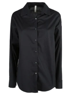 Solada Camicia donna in cotone oversize a maniche lunghe - nero