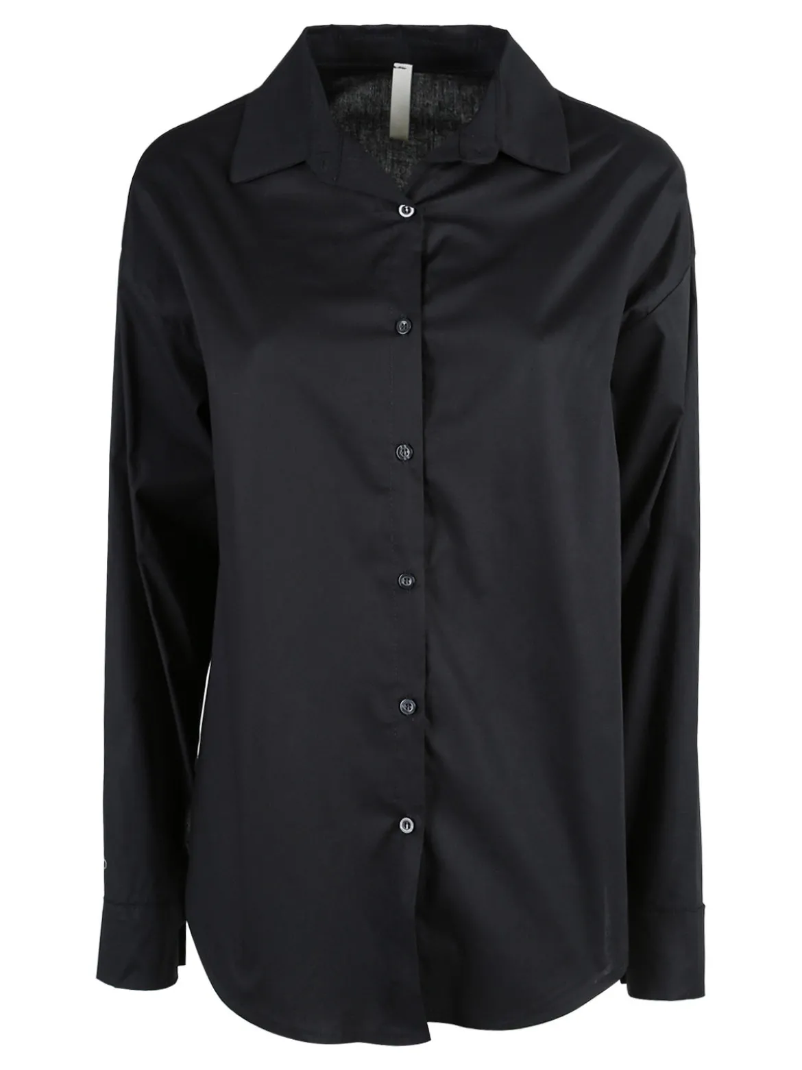 Solada Camicia donna in cotone oversize a maniche lunghe - nero