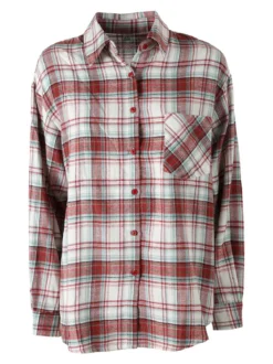 Solada Camicia donna oversize a quadri in flanella - rosso