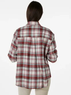 Solada Camicia donna oversize a quadri in flanella - rosso