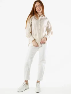 Solada Camicia donna oversize a righe - giallo