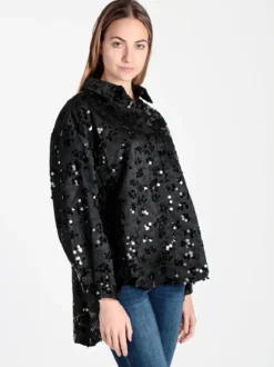 Solada Camicia donna oversize con taschino e paillettes