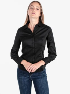 Solada Camicia donna slim fit a maniche lunghe - nero