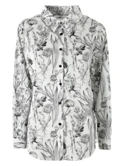 Solada Camicia floreale da donna in cotone a maniche lunghe - nero