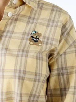 Solada Camicia in cotone da donna a quadri con maniche lunghe - giallo
