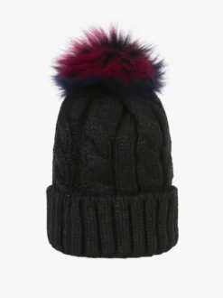 Solada Cappello donna in maglia con pompon di pelo