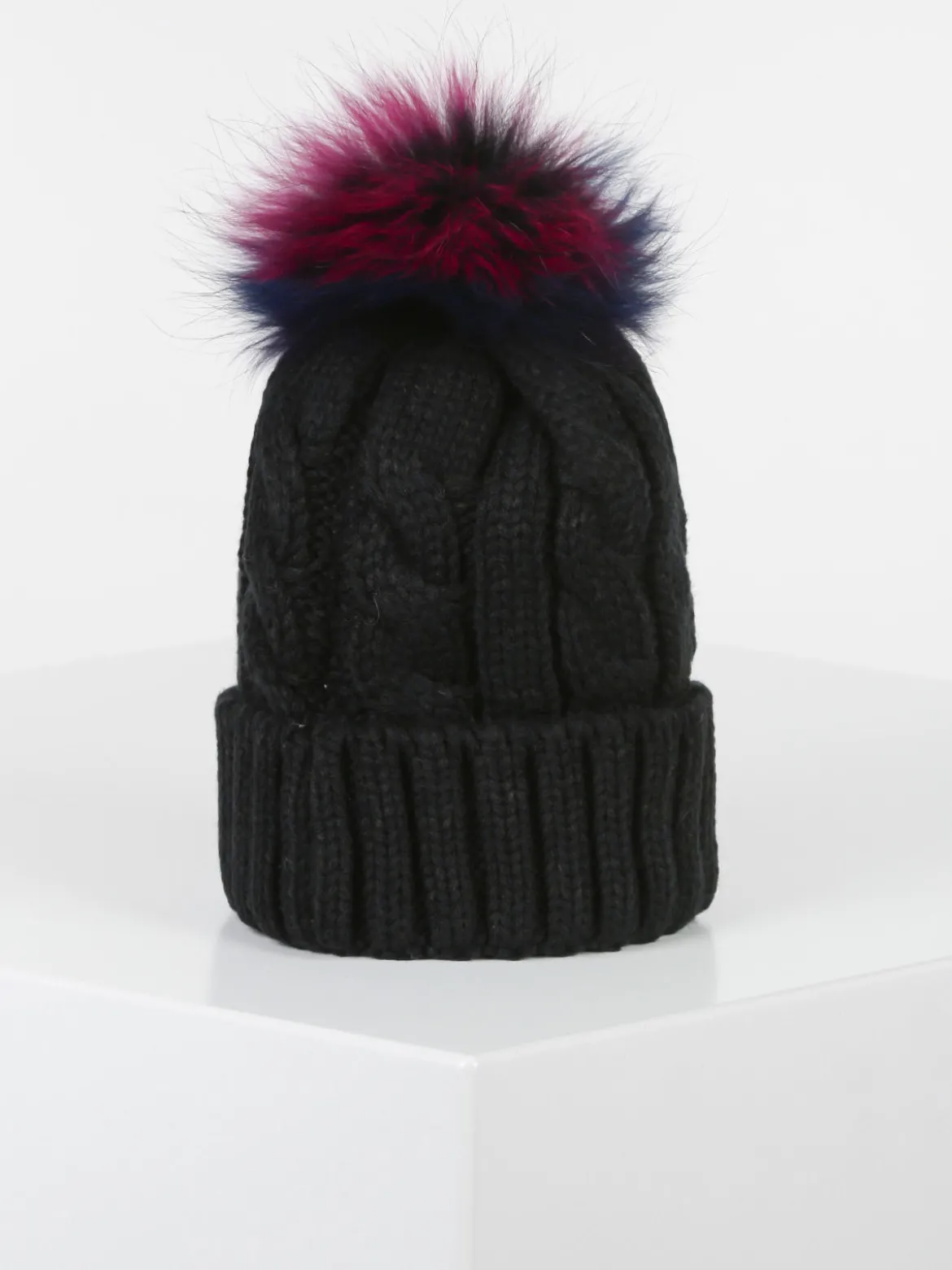 Solada Cappello donna in maglia con pompon di pelo