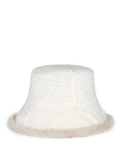 Solada Cappello donna in tweed con bordo in ecopelliccia - panna
