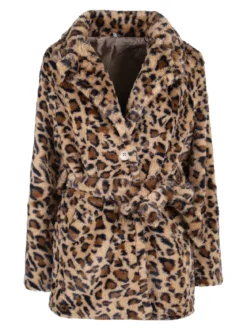 Solada Cappotto donna animalier in pelliccia sintetica