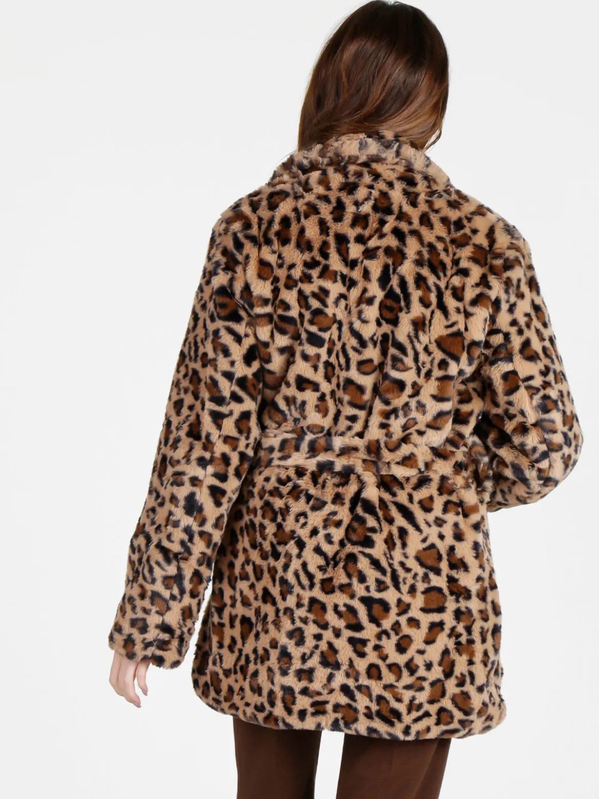 Solada Cappotto donna animalier in pelliccia sintetica