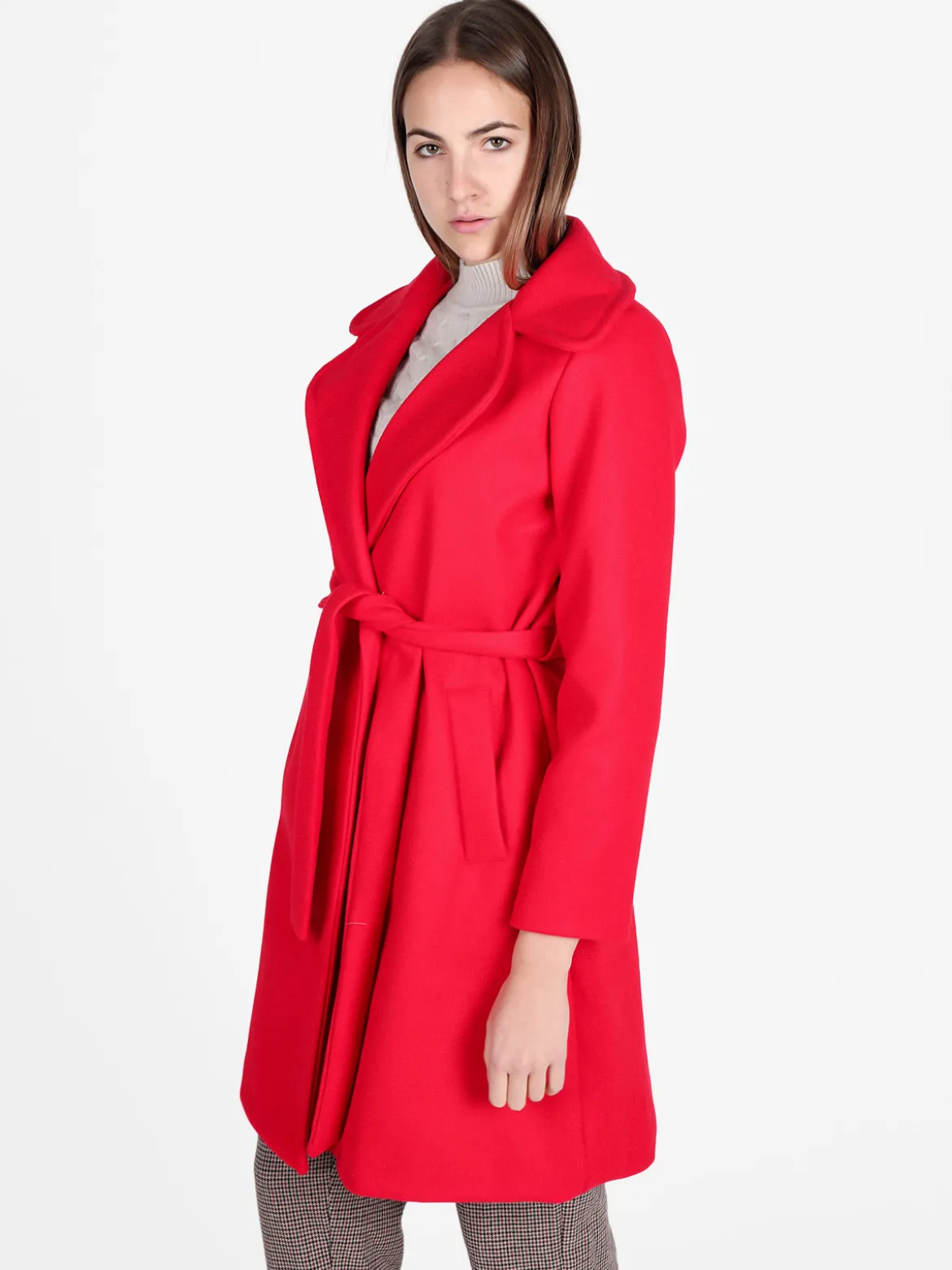 Solada Cappotto donna con cintura e bottoni a doppiopetto